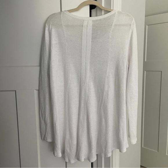 Eileen Fisher White Long Sleeve Knit Top Linen - Picture 3 of 3